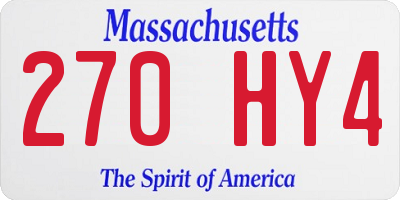 MA license plate 270HY4