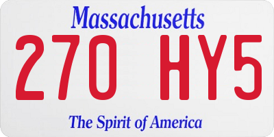 MA license plate 270HY5