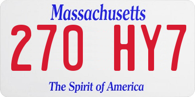 MA license plate 270HY7
