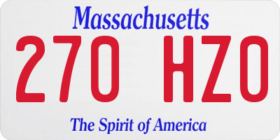 MA license plate 270HZ0