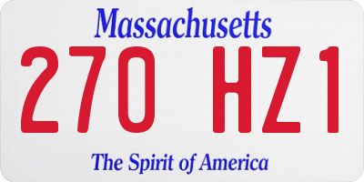 MA license plate 270HZ1