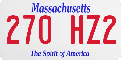 MA license plate 270HZ2