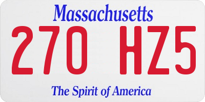 MA license plate 270HZ5