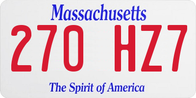 MA license plate 270HZ7