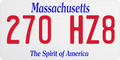 MA license plate 270HZ8
