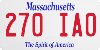 MA license plate 270IA0