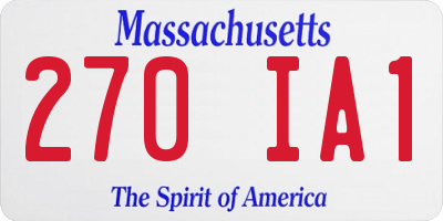 MA license plate 270IA1