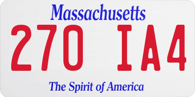 MA license plate 270IA4