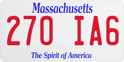 MA license plate 270IA6