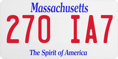 MA license plate 270IA7