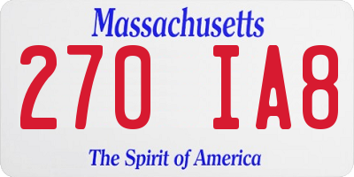 MA license plate 270IA8