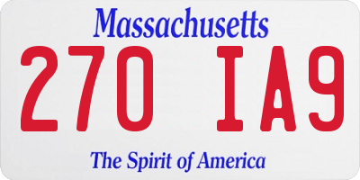 MA license plate 270IA9