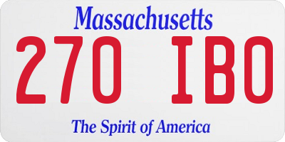 MA license plate 270IB0