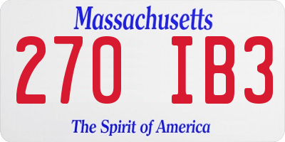 MA license plate 270IB3