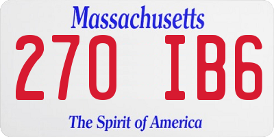 MA license plate 270IB6