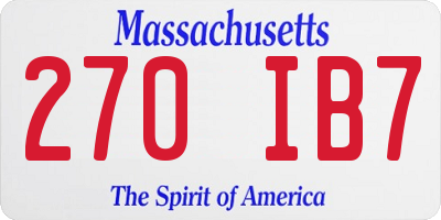 MA license plate 270IB7