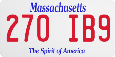 MA license plate 270IB9