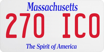 MA license plate 270IC0