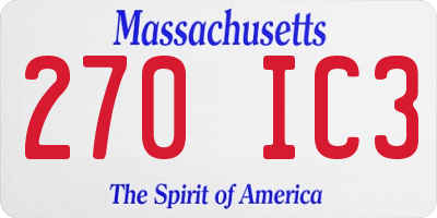 MA license plate 270IC3