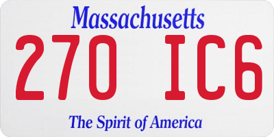 MA license plate 270IC6