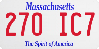 MA license plate 270IC7