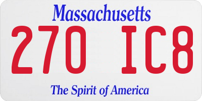 MA license plate 270IC8