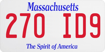 MA license plate 270ID9