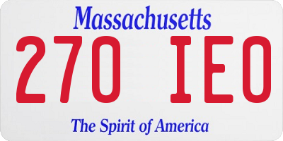 MA license plate 270IE0