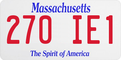 MA license plate 270IE1