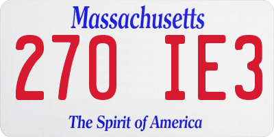 MA license plate 270IE3