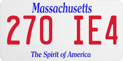 MA license plate 270IE4