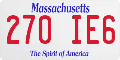 MA license plate 270IE6