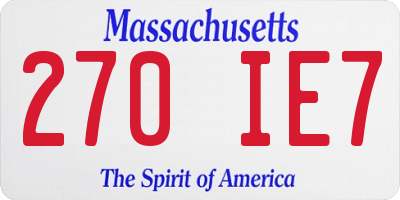 MA license plate 270IE7