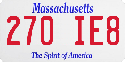 MA license plate 270IE8