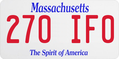 MA license plate 270IF0