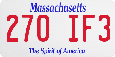 MA license plate 270IF3