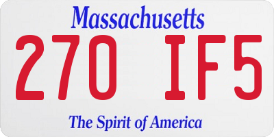 MA license plate 270IF5