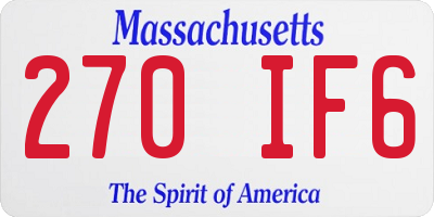 MA license plate 270IF6