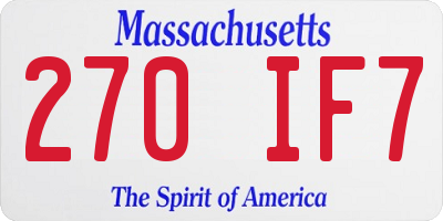 MA license plate 270IF7