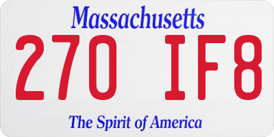 MA license plate 270IF8