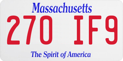 MA license plate 270IF9