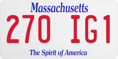 MA license plate 270IG1