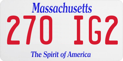 MA license plate 270IG2