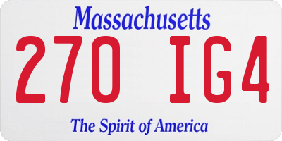 MA license plate 270IG4