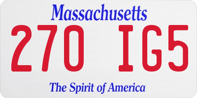 MA license plate 270IG5