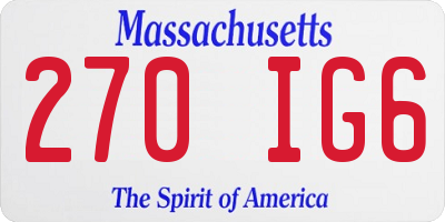 MA license plate 270IG6