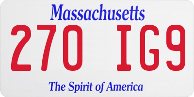 MA license plate 270IG9