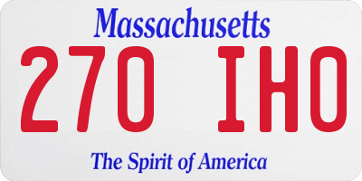 MA license plate 270IH0