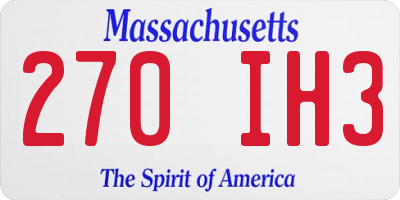 MA license plate 270IH3