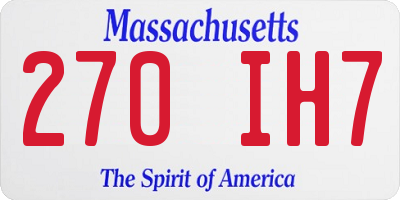 MA license plate 270IH7